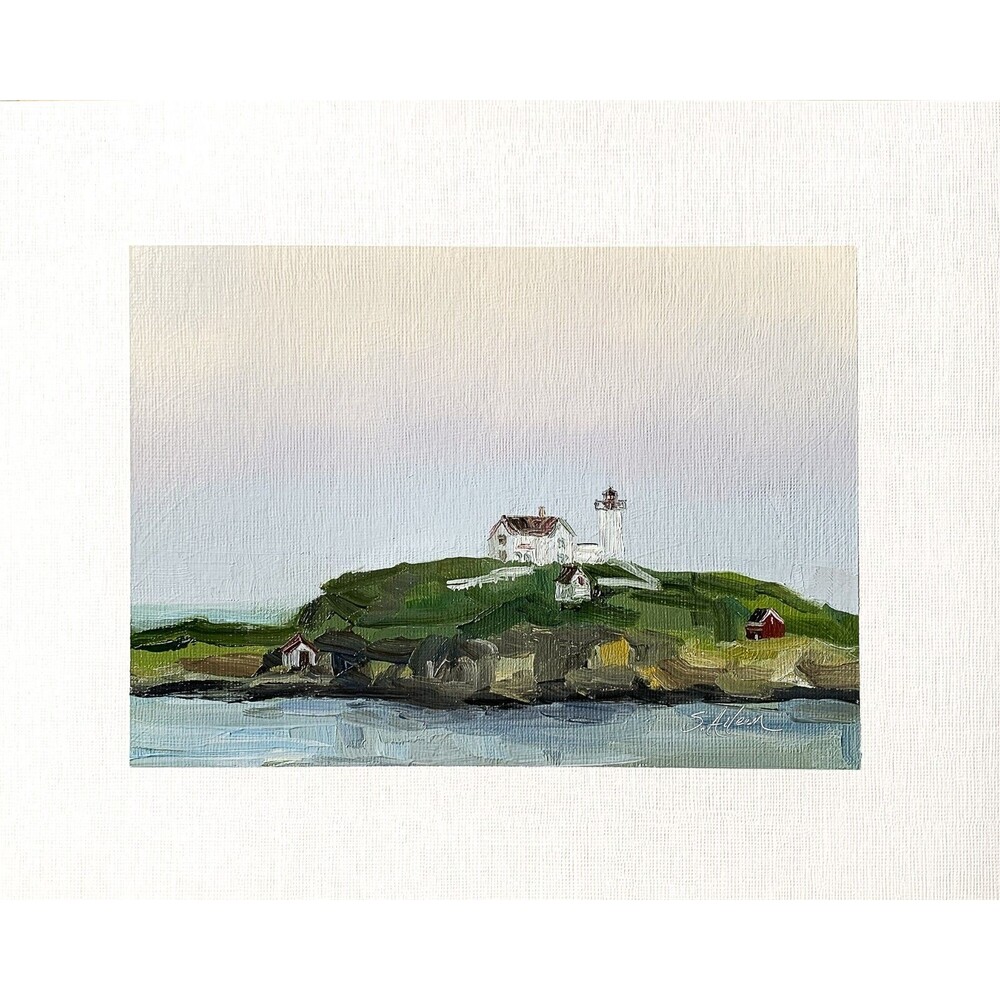 8x10 Maine Original Oil Painting Nubble Lighthouse New England Neddick Signed